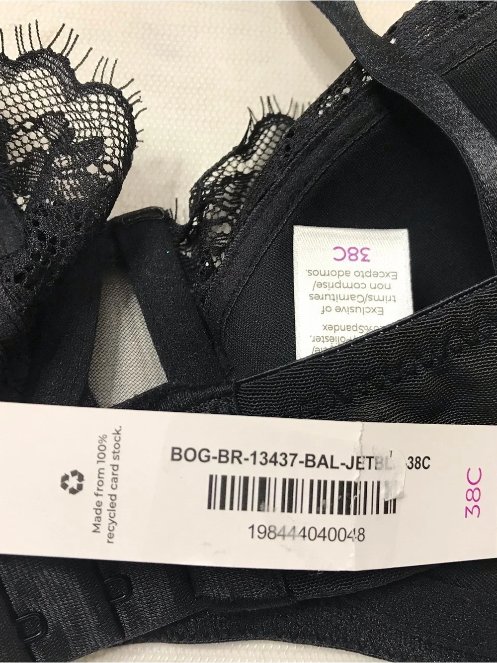 Adore Me Women Leigha Contour Balconette Bra Size 38C Black Lace Underwired New